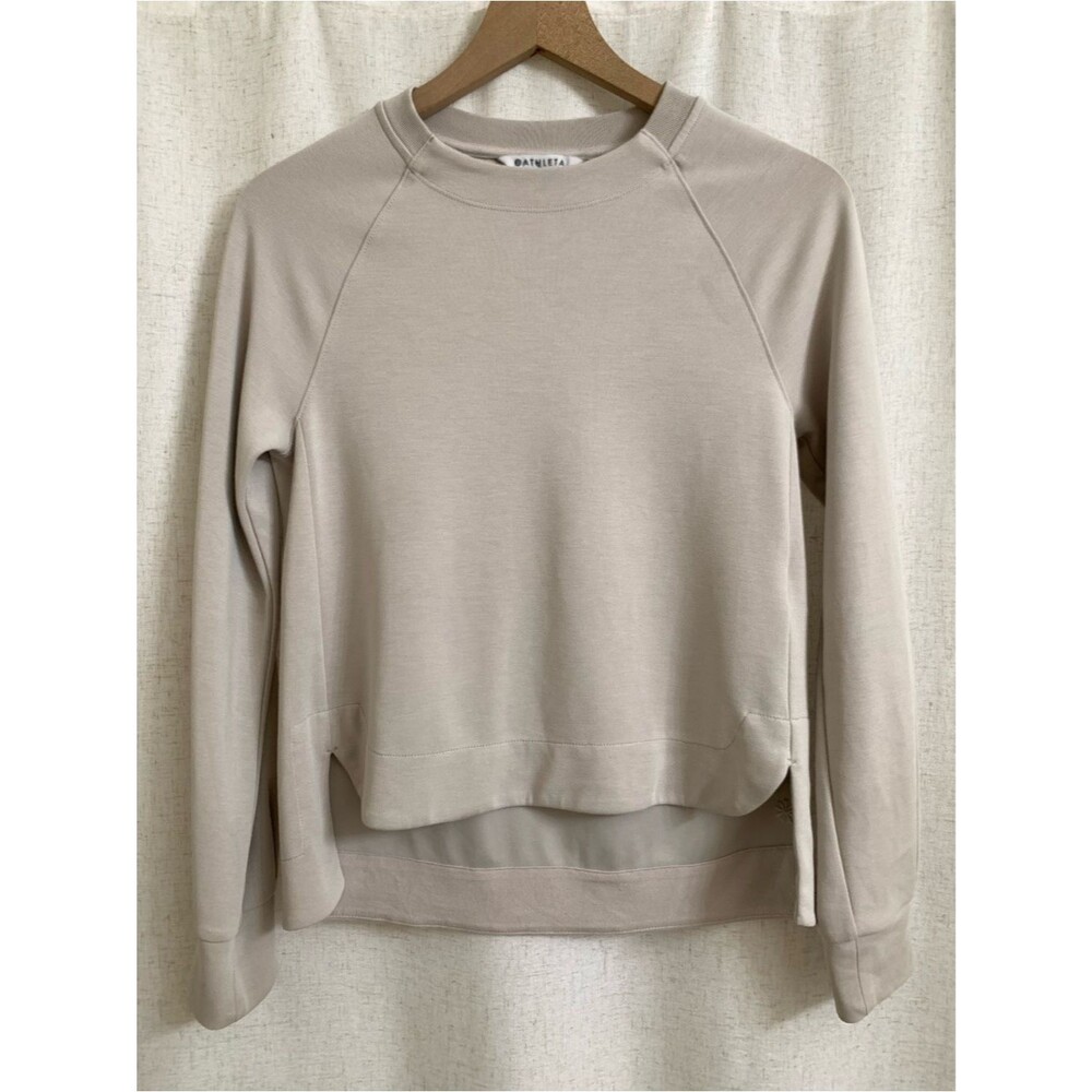Athleta Seasoft Light Cream Taupe Raglan Crewneck Sweatshirt Peachfuzz XXS